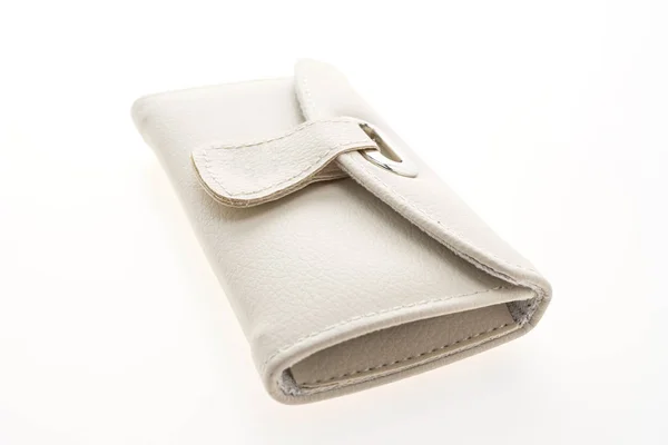 Белый кожаный бумажник — стоковое фото
