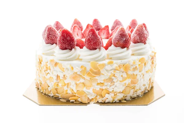Vanilleeis-Kuchen mit Erdbeere obendrauf — Stockfoto