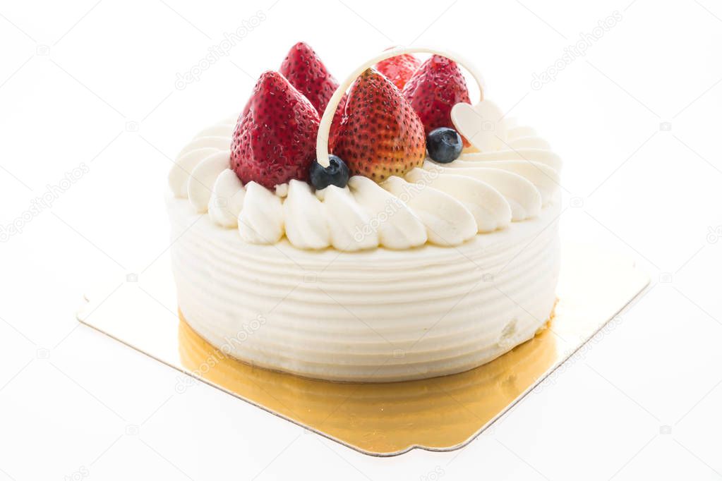 Vanilla cream cake with strawberry on top