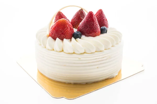 Gâteau à la crème vanille avec fraise sur le dessus — Photo