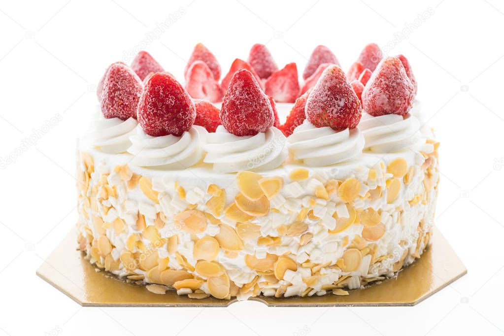 Vanilla ice cream cake with strawberry on top