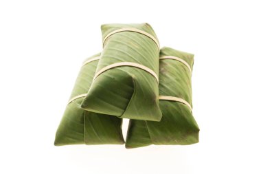 Tay tatlı tatlı yapışkan pirinç ve muz ile