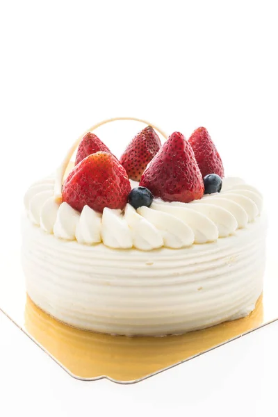 Vanilla Gräddtårta med jordgubbar på toppen — Stockfoto