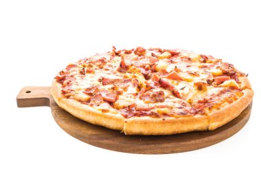 Hawaiian pizza on white background clipart