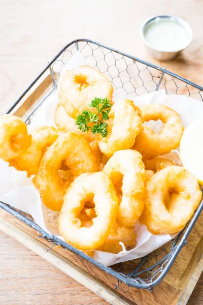 Calamari rings with sweet sauce — Stock Photo, Image