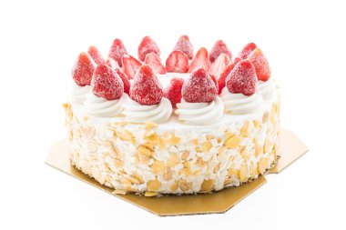 Vanilyalı dondurma kek üstünde tepe çilek ile