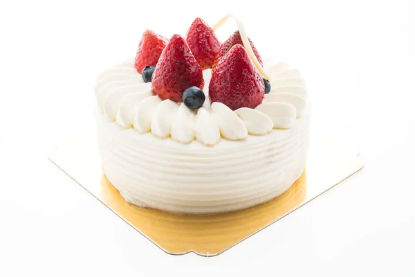 Vanilla cream cake with strawberry on top — Stock Photo, Image