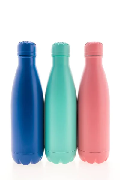 Stainless vacuum flask and bottle — Stock Photo, Image