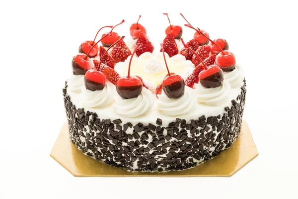 Sobremesa de bolo doce com cereja no topo — Fotografia de Stock