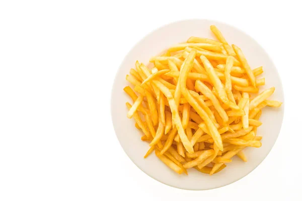 Pommes frites i vit platta — Stockfoto