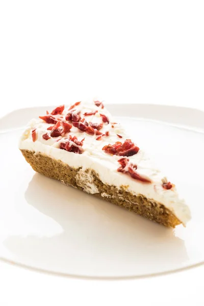 Cranberries pie or cake in white plate — Stock Photo, Image