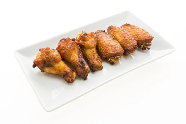 Grillezett csirke szárny fehér lemez — Stock Fotó