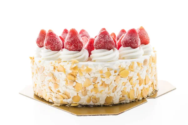 Vanilj glass tårta med jordgubbar — Stockfoto