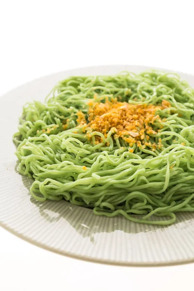 Green or Jade noodles in white plate — Stock Photo, Image