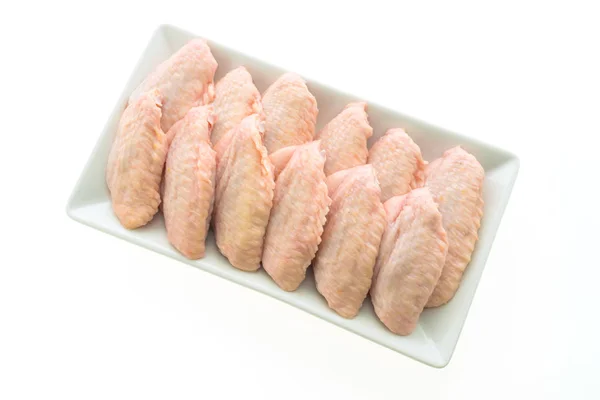 Nyers csirkehús és a szárny fehér lemez — Stock Fotó