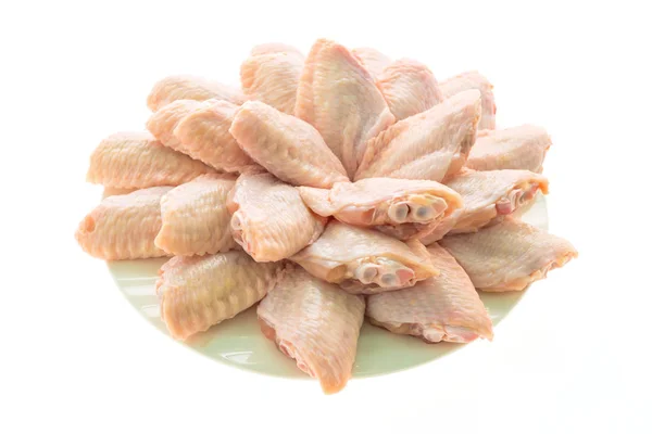 Syrové kuřecí maso a křídlo v bílé desky — Stock fotografie