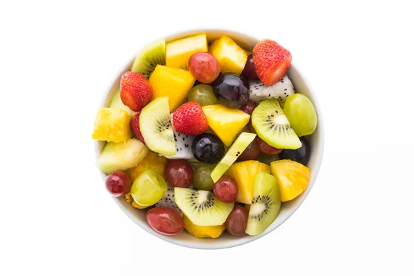 Mieszanych owoców w biały talerz — Zdjęcie stockowe