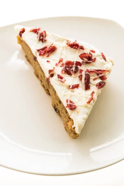 Cranberries pie or cake in white plate — Stock Photo, Image