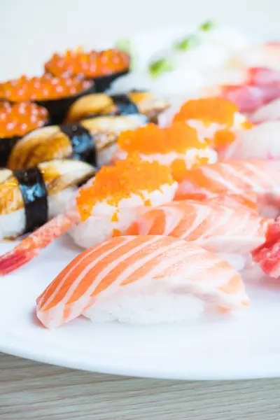 Sushi in white plate — Stock Photo, Image