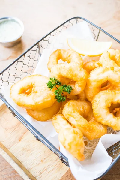 Calamari rings with sweet sauce — Stock Photo, Image