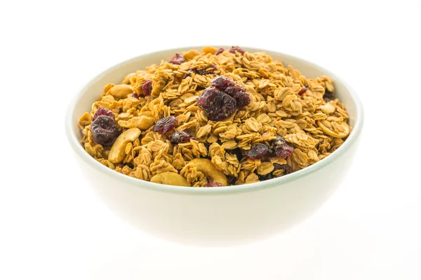 Granola en tazón blanco — Foto de Stock