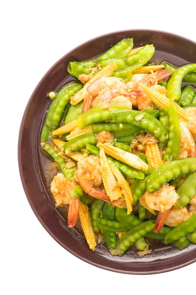 Fried vegetable with shrimp — Stock Photo, Image