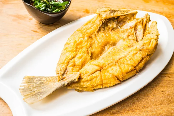 Fried fish in white plate — Stock Photo, Image