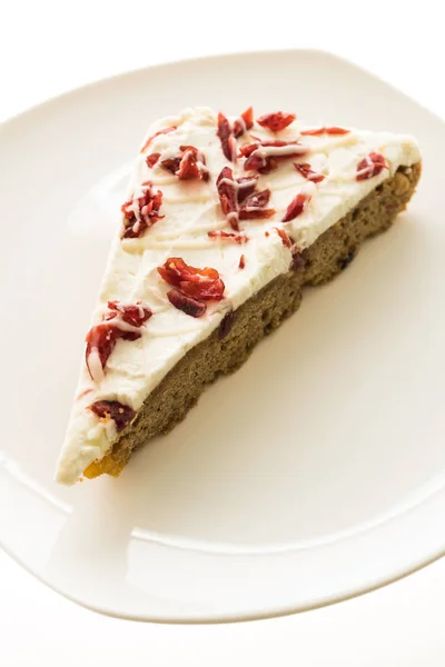 Cranberries cake on white plate — Stock Photo, Image