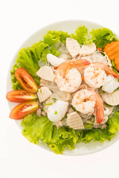 Salad mi seafood pedas dengan gaya thai — Stok Foto