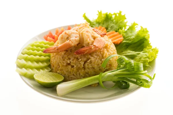 Fried rice with shrimp and prawn — Stock Photo, Image