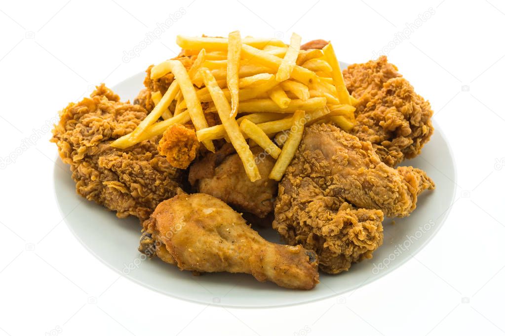 Fried chicken and french fries 