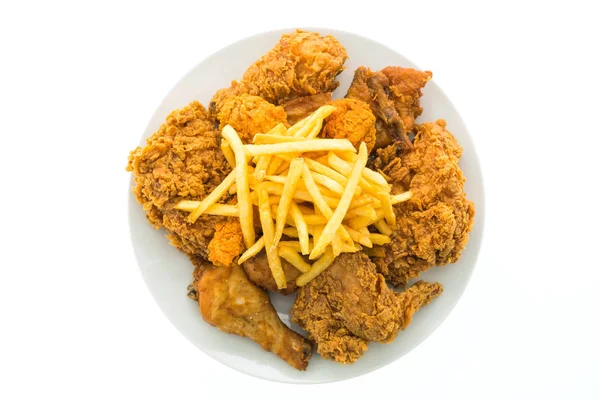 Fried chicken and french fries — Stock Photo, Image