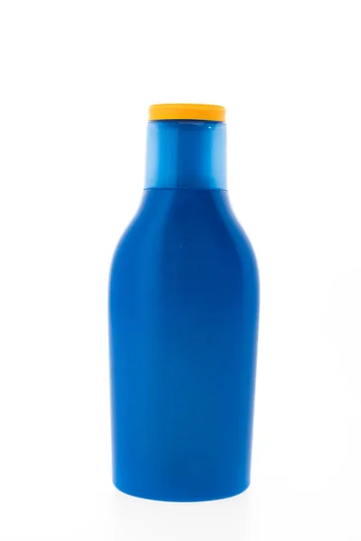 Пустой солнцезащитный крем косметическая бутылка — стоковое фото