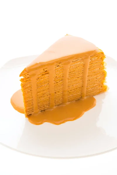 Thai tea cake in white plate — Stock Photo, Image