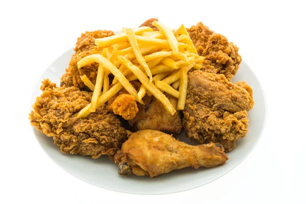 Fried chicken and french fries — Stock Photo, Image