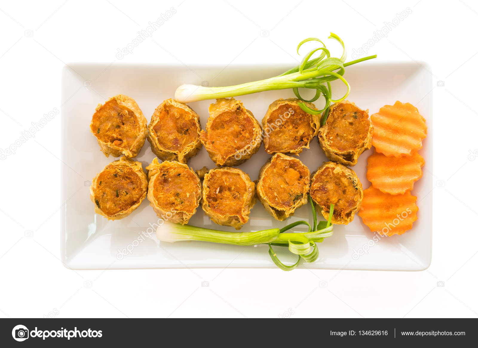 Deep fried crab meat roll Stock Photo by ©mrsiraphol 134629616