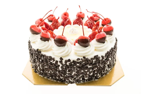 Sobremesa bolo com cereja no topo — Fotografia de Stock