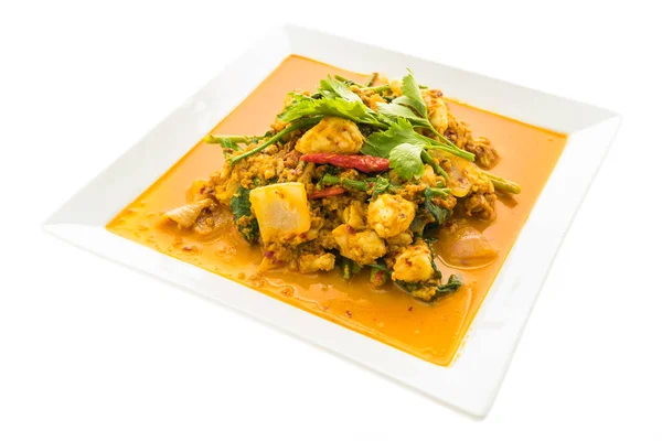 Mieszać smażony krab z curry — Zdjęcie stockowe