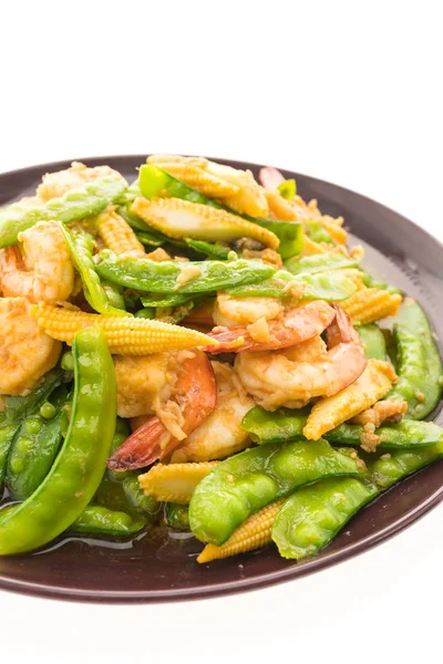 Légumes frits aux crevettes ou crevettes — Photo