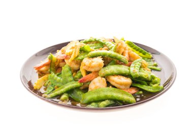 Tabak karides kızarmış sebze