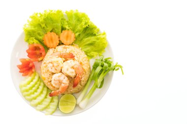 Kızarmış karidesli pilav