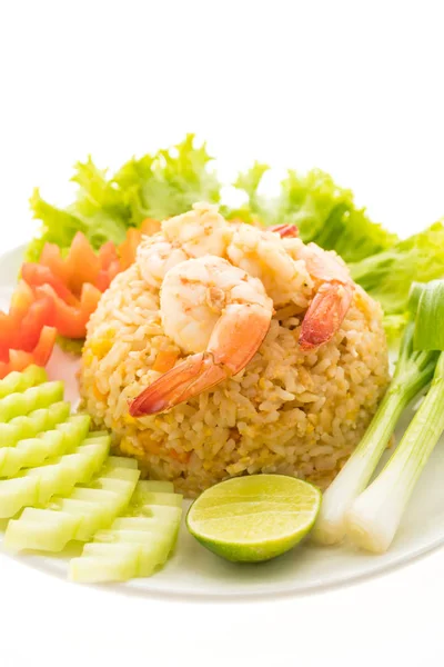 Stekt ris med räkor — Stockfoto