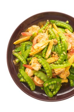 Tabak karides kızarmış sebze