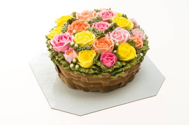 renkli çiçek pasta