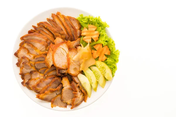 Kavrulmuş Barbekü kırmızı domuz w Çin yemeği tarzında tatlı sos ile — Stok fotoğraf