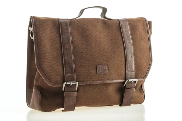 Krásná Pánská móda s kožený messenger bag — Stock fotografie