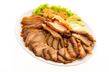 Kavrulmuş Barbekü kırmızı domuz w Çin yemeği tarzında tatlı sos ile