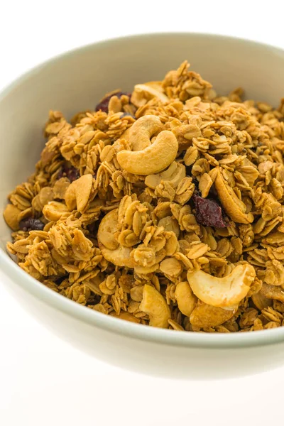 Granola en tazón blanco — Foto de Stock