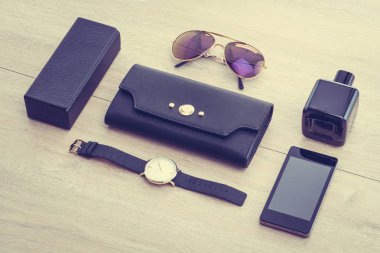 Ahşap arka plan üzerinde güzel Aksesuar