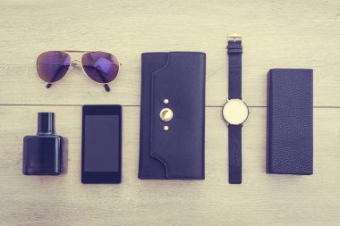 Ahşap arka plan üzerinde güzel Aksesuar